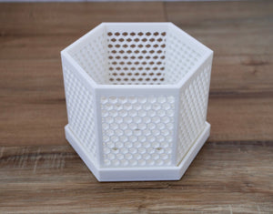 The Honeycomb - Hexagonal Orchid Pot with Holes and Drainage Tray, Ventilated Geometric Planter, Modern Indoor Garden Decor