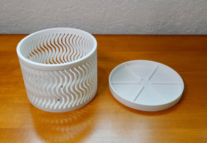 The Elm - Wavy Pattern Orchid Pot with Drainage Tray, Cylindrical Design, and Ventilation, Modern Indoor Plant Pot