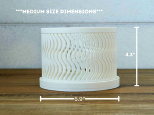 The Elm - Wavy Pattern Orchid Pot with Drainage Tray, Cylindrical Design, and Ventilation, Modern Indoor Plant Pot