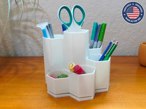 Rotating Desk Pen Holder 7 Tier Hexagon Organizer