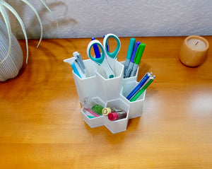 Rotating Desk Pen Holder 7 Tier Hexagon Organizer
