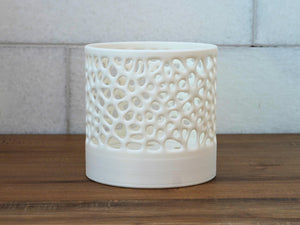 The Bay - Self-Watering Cylindrical Orchid Pot with Open Voronoi Ventilation, Bottom Water Reservoir, Modern Indoor Plant Pot