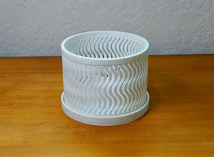 The Elm - Wavy Pattern Orchid Pot with Drainage Tray, Cylindrical Design, and Ventilation, Modern Indoor Plant Pot