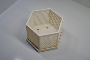 The Honeycomb - Hexagonal Orchid Pot with Holes and Drainage Tray, Ventilated Geometric Planter, Modern Indoor Garden Decor