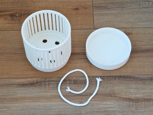 The Olive - Self-Watering Orchid Pot with Vertical Line Ventilation, Cylindrical Design with Bottom Water Reservoir, Modern Plant Pot