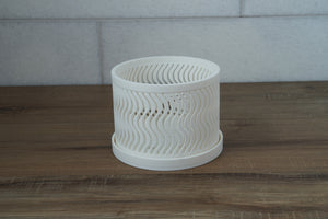 The Elm - Wavy Pattern Orchid Pot with Drainage Tray, Cylindrical Design, and Ventilation, Modern Indoor Plant Pot